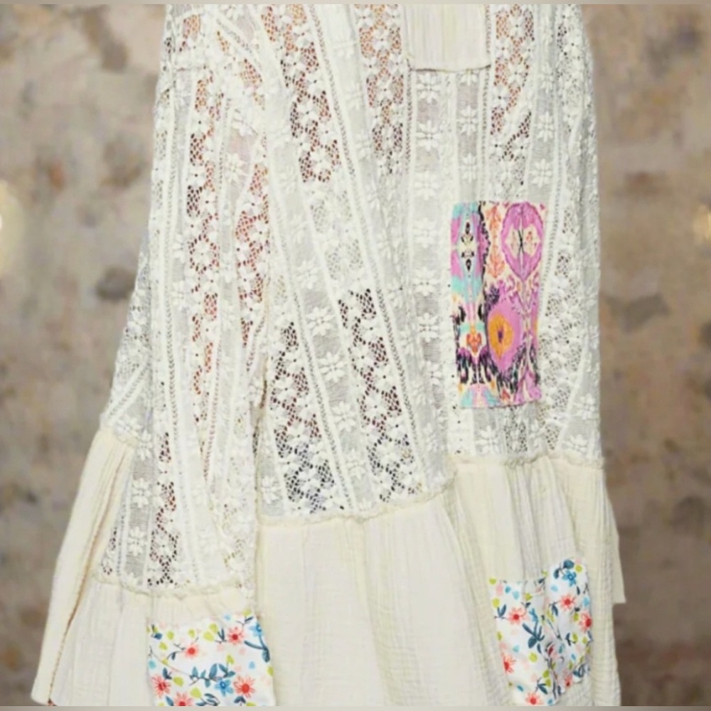 NWT POL MEDIUM Floral Lace Kimono Cardigan - Picture 2 of 4